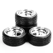 4Pcs Flat Drift Tires &Wheel For HPI HSP 1:10 RC On-Road Car 12mm Hex