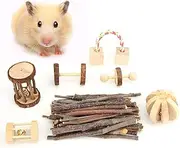 Wooden Small Pet Chewing Playing Biting Toy Set for Hamster Chinchilla Rabbit