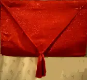 NIP Robert Stanley Faux Silk Table Runner +Tassels-Sparkly Flame Red-72"Lx13"W