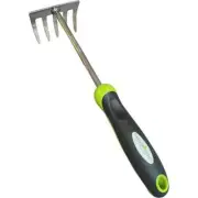 Garden Guru Stainless Steel Hand Rake Cultivator Tiller Tool, Rust Resistant