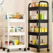 3 4 Tier Rolling Utility Cart Kitchen Storage Organizer Rack Trolley Bookshelf
