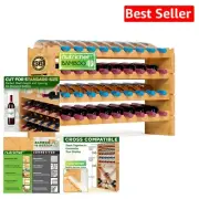 Modular 36-Bottle Bamboo Wine Rack - Sturdy, Wobble-Free Design for Home