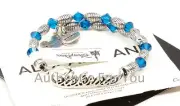 New Disney Disneyland Alex & Ani CELEBRATE Beaded Wrap Bracelet Silver Blue