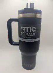RTIC 40 Oz Ceramic Lined Road Trip Tumbler, Leak-Resistant Lid with Straw, Navy