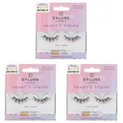 3x Eylure London Hearts Desire 18-Hour Glue & Lashes Set 10-Wears False Eyelash