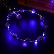 Led Light Women Flower Girl Headband Glow Blinking Crown Hair Wreath For Girls Women Wedding Festival Christmas New Year Party (Purple)