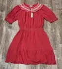 Peasant Tiered Smocked Midi Boho Dress Embroide Max Studio