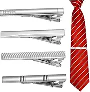 [Ipetboom] 4 Pcs Business Tie Clips Set Minimalist Clips for Men Elegant Necktie Accessories for Formal Suit and Banquet Strong Spring Design Finish