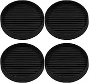 Bonsicoky 4 Pcs Non Slip Furniture Pads - 3 Inch Round Rubber Furniture Caster Cups with Anti-Sliding Floor Grip - Furniture Coasters for Couch Chair Feet - Black