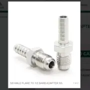 3/8 MALE FLARE TO 1/2 BARB ADAPTER SS # 7364
