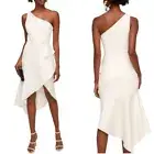 NWT Anne Barge J’Adore Ruffle Drape Dress Ivory White XS Retail $430