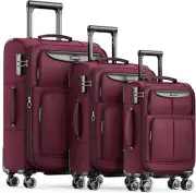 Luggage Sets 3 Piece Softside Expandable Lightweight & Durable Suitcase Sets ...