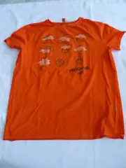 NWT MEN'S MOSCHINO SWIM ORANGE SHIRT WITH VARIOUS FACES ON FRONT SIZE MEDIUM