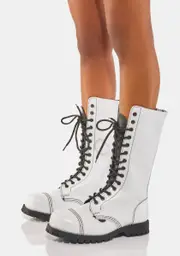 [Underground UK] White Ranger 14 Eyelet Leather Combat Boots