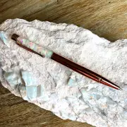 Opal Crystal Mix Chunky Chips Filled Ballpoint Copper Pen Green Orange Red, Gift