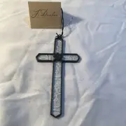 J Devlin Stained Glass Clear With Black Trim 4.5” Cross - NWT