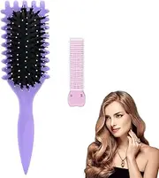 YSHIGUING 2 Pcs Curly Hair Brush,Curl Comb,Curl Defining Brush with Hair Clip, Combing and Shaping Men's and Women's Curls to Reduce Pulling, Boar Bristle Hair Brush (Purple)