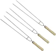 Metal Barbecue Forks Stainless Steel Barbecue Fork Wooden Handle Barbecue Fork Barbecue Tools(Style 2)