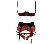 Bras & Bra Sets Seductive Lingerie Set Red Black Kawaii Women