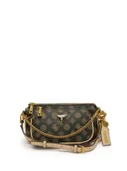 GUESS Women's Black Brown Logo Arie Crossbody Bag