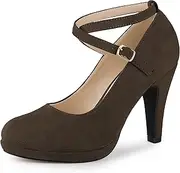 [Allegra K] Women's Platform Cross Strap Stiletto Heels Mary Jane Pumps