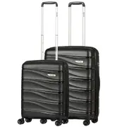 Delphin Wave Hardside 2 Piece Spinner Suitcase Set Medium & Cabin Black