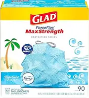 Glad ForceFlex Plus Drawstring 13 Gallon 90ct Beachside Breeze Odor Shield Tall Kitchen Garbage Bags