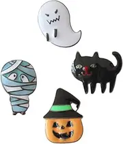[CIYODO] 4 Pack Halloween Crow Decor Badges Unique Alloy Brooches for Costume Props