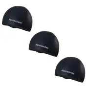 Aqua Sphere Plain Silicone Swimming Cap, Black/White, 3-Pack