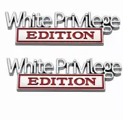 Pair White Privilege Edition Emblems 3D Raised And Strong Adhesive (red&chrome)