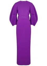 Solace London Allegra Puff-sleeve Belted Maxi Dress - Purple - 8 8