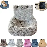 Pelzbarn Car Seat, Pelzbarn Car Seat Dog Bed, Fluffy Safety Car Seats for Large Small Dog, Removable and Easy to Clean (Khaki,L)