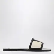 [Valentino Garavani] Viva Superstar black canvas slide sandal 39 IT White