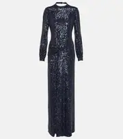 [Monique Lhuillier] Monique Lhuillier Sequined gown AU 14 black