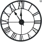 Large 24in Black Metal Wall Clock M24