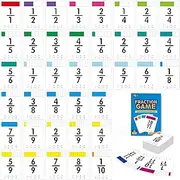 68 Fraction Flashcards, Funny Math Game Cards- All Fractions From 1-12 Compare and Simplify Fractions, Educational Math Learning Tool for School Supplies