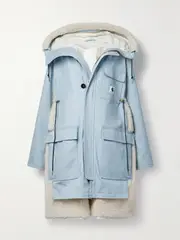 [Sacai] Sacai - + Carhartt Wip Hooded Fleece-trimmed Cotton-blend Canvas Coat - Blue - 4 4 Blue