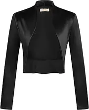 [Belle Poque] Women's Vintage Cropped Shrug Open Front Long Sleeve Ruffled Bolero Cardigan…