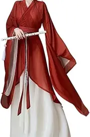 AIMALL Original Hanfu Women's Nirvana Southern and Northern Dynasties Restoration Big Sleeve Collar Shaped Dress - Inner Skirts, Outer Coats, Waistbands - S/M/L