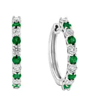 Diana M. Fine Jewelry 14K 1.35 ct. tw. Diamond & Emerald Hoops