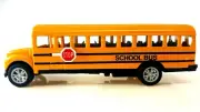 5 inch Yellow school bus LIGHT & SOUND Die cast pull back metal Toy 5"