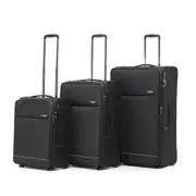 3pc Tosca So-Lite 2-Wheel Suitcase Checked/Carry On Trolley Luggage Set BLK