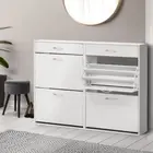 Shoe Rack Storage Shoes Cabinet Wooden Organiser Adjustable Shelf Steel Handles