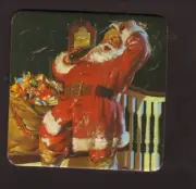 Santa Claus Delivering Presents With a Coke-- Cork Coaster