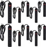10 Pcs Power Strip Bulk 6 Outlet Surge Protector Power Cord Electrical Extension