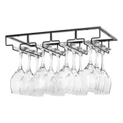 Under Cabinet Wine Glass Rack with 4 Slots for Stemware Storage-Black