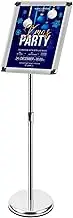 Button Style A3 Heavy Duty Floor Standing Sign Holder Stand,11x17 Inch Adjustable Pedestal Poster Sign Stand, Aluminum Snap Open Frame for Vertical and Horizontal View Sign Displayed C