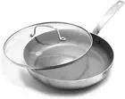11" Tri-Ply Stainless Steel Frying Pan Skillet with Lid, Induction, Dishwasher S