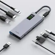 Hagibis 9-in-1 Type-C Docking Station with LCD Display Multiport Hubs Adapter with USB3.0 USB2.0 USB-C PD100W HD 4K@60Hz