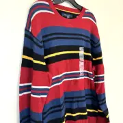 NWT Tommy Hilfiger Striped Lambswool Long Sleeve Crew Neck Sweater Men's XL